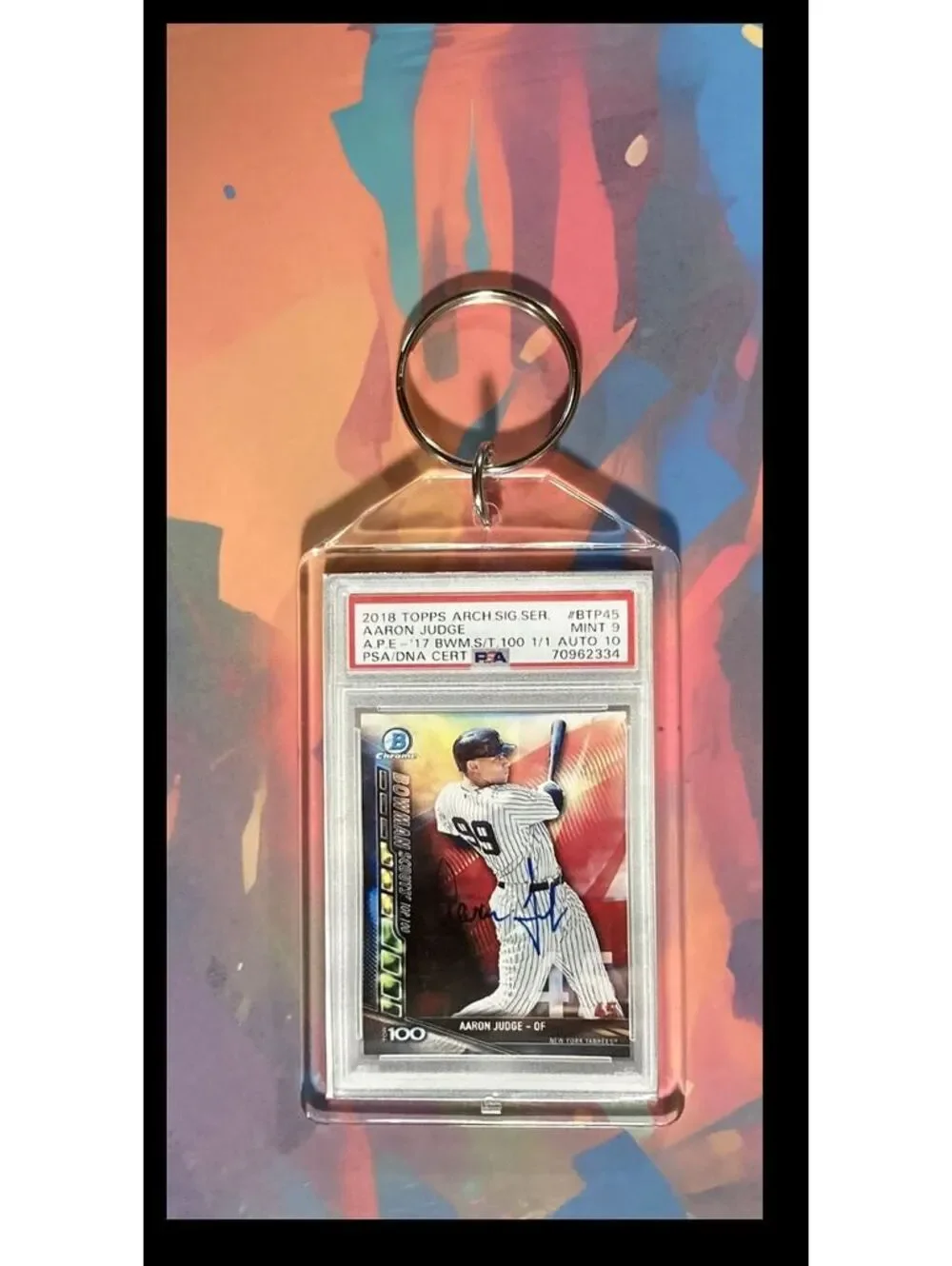 3049 Aaron Judge 2018 Bowman Top 100 Chrome Auto Custom Keychain Great Gift